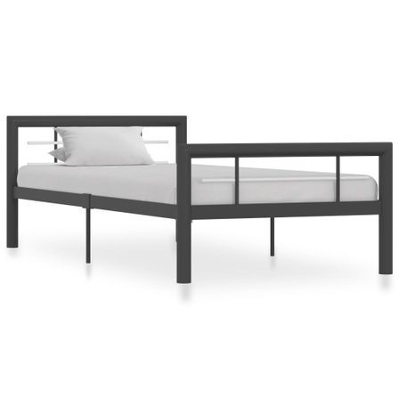 Lit métal design gris et blanc Lander 90x200 cm