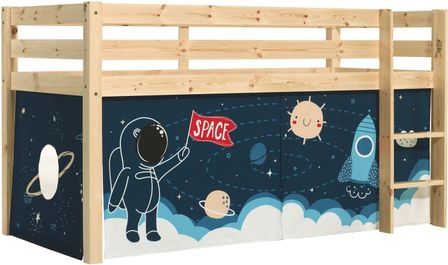 Lit mezzanine 90x200 cm avec tente astronaute pin massif clair Pino