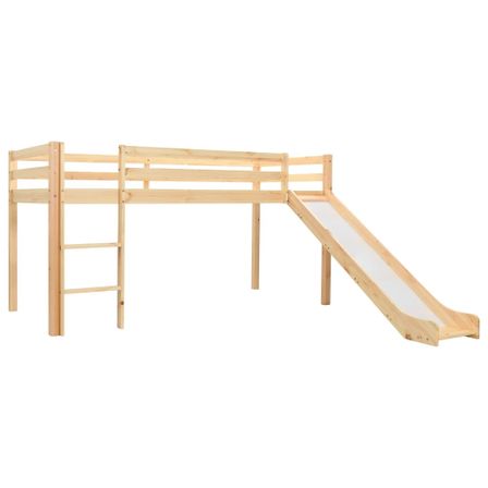 Lit mezzanine d'enfants avec toboggan et échelle Pin 90x200 cm 3