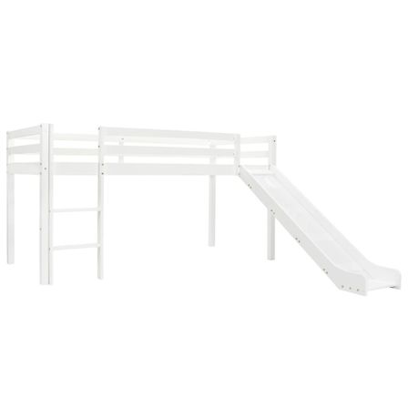 Lit mezzanine d'enfants avec toboggan et échelle Pin 90x200 cm
