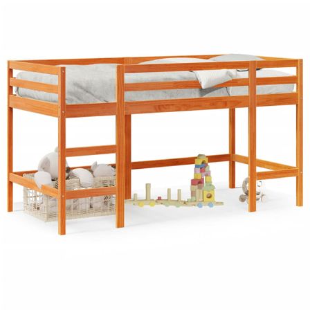 Lit mezzanine enfants avec échelle 90x190 cm bois de pin massif