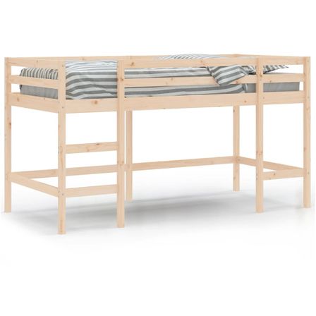 Lit mezzanine enfants échelle 90x200 cm bois pin massif