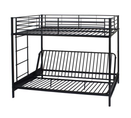 Lit mezzanine métal noir avec banquette convertible Klic 90x190 et 135x190cm