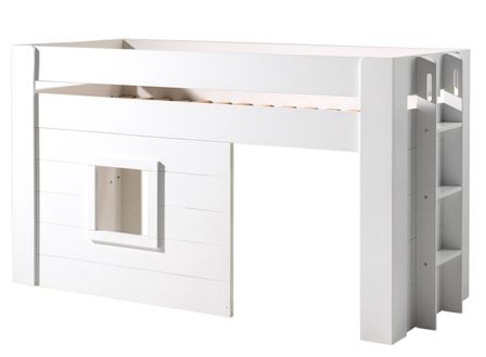 Lit mezzanine mi hauteur LIZA 90x200 cm – Sommier inclus – Blanc