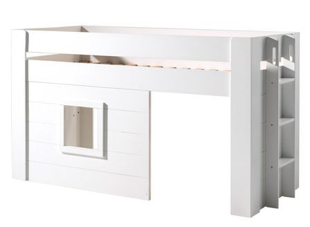 Lit mezzanine mi hauteur LIZA 90x200 cm – Sommier inclus – Blanc