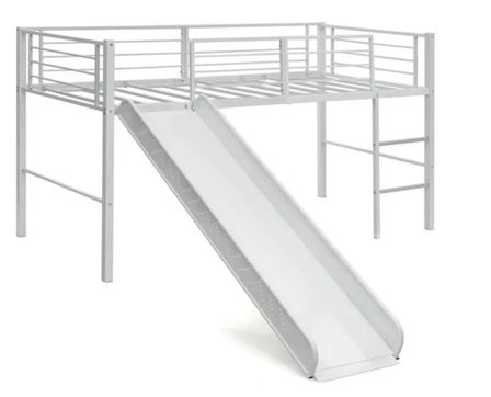 Lit mezzanine mi hauteur métal KARLI 90x200 cm – Sommier inclus