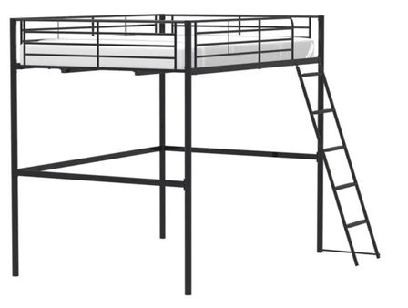 Lit mezzanine OXFORD 140x200 cm - métal noir - sommier inclus