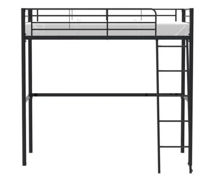 Lit mezzanine OXFORD 90x190 cm - métal noir - sommier inclus