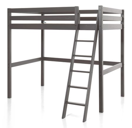 Lit mezzanine pin massif taupe Pino 140x200 cm