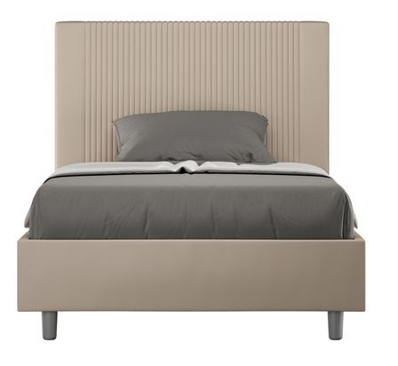 Lit moderne avec tête de lit rayures verticales matelassé simili cuir Bazen