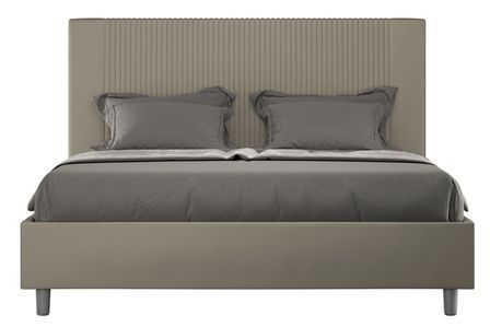 Lit moderne avec tête de lit rayures verticales matelassé simili cuir Bazen