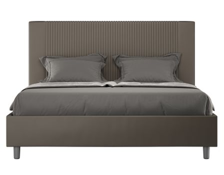 Lit moderne avec tête de lit rayures verticales matelassé simili cuir Bazen