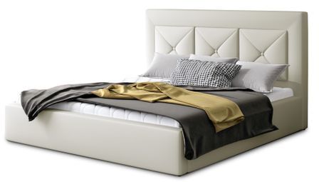 Lit moderne en simili cuir CLARIN - Avec ou sans rangement