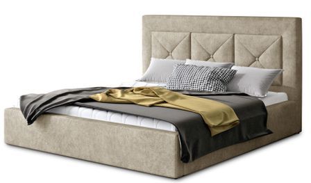 Lit moderne en tissu CLARIN - Avec ou sans rangement