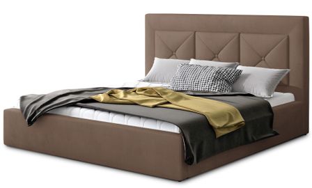 Lit moderne en velours CLARIN - Avec ou sans rangement