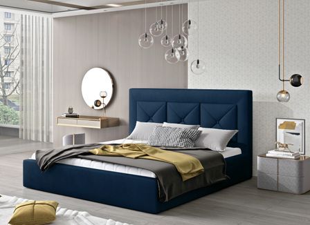 Lit moderne en velours CLARIN - Avec ou sans rangement