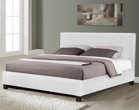 Lit moderne simili cuir blanc brillant Plaza 180x200 cm