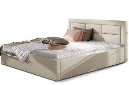 Lit moderne simili cuir capitonné RIZARO - Avec ou sans rangement