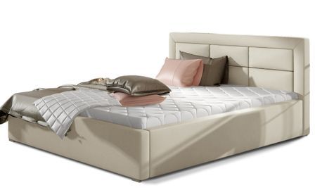 Lit moderne simili cuir capitonné RIZARO - Avec ou sans rangement
