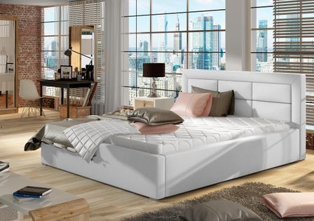 Lit moderne simili cuir capitonné RIZARO - Avec ou sans rangement