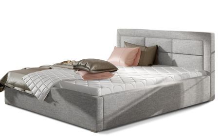 Lit moderne tissu capitonné RIZARO - Avec ou sans rangement