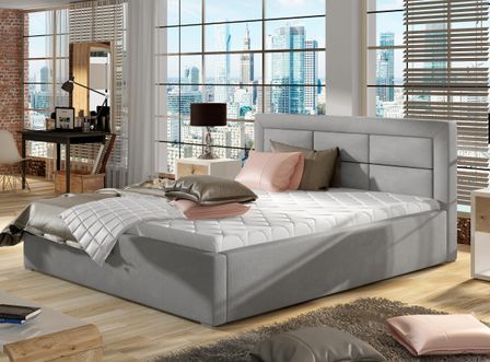 Lit moderne velours capitonné RIZARO - Avec ou sans rangement