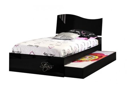 Lit noir laqué Strass