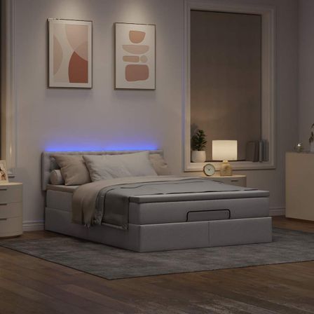 Lit ottoman avec matelas taupe 140x200 cm tissu