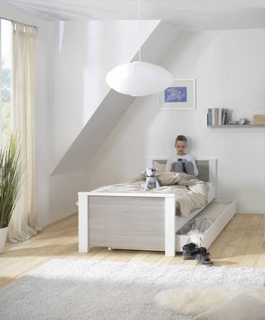 Lit pin gris et blanc Milano 90