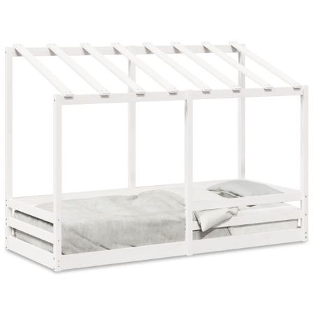 Lit pour enfants avec toit blanc 75x190 cm bois massif de pin