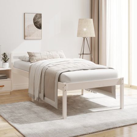 Lit pour personne âgée blanc 75x190 cm bois massif de pin
