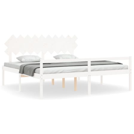 Lit pour personne âgée et tête de lit 200x200 cm bois massif
