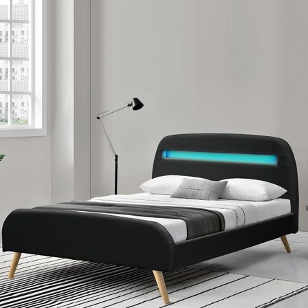 Lit scandinave à Led noir Baruk 160