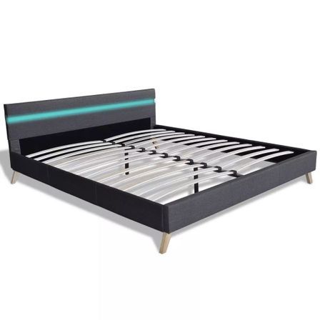 Lit scandinave à led tissu gris foncé Vanity 160x200 cm