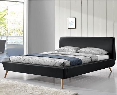 Lit scandinave simili cuir noir Joy 140