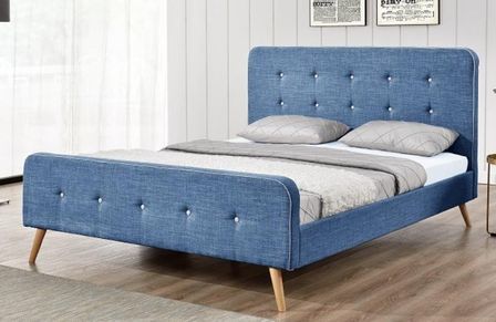 Lit Scandinave Tissu lin Bleu 160