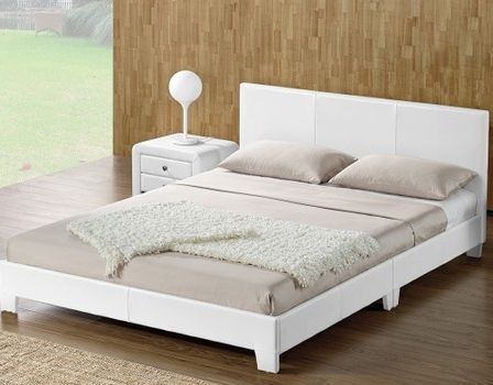 Lit simili blanc avec sommier Angela 160