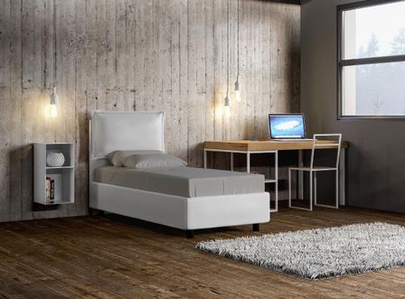 Lit simili cuir blanc sans sommier Rosa 90x200 cm