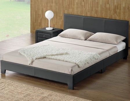 Lit simili gris avec sommier Angela 140