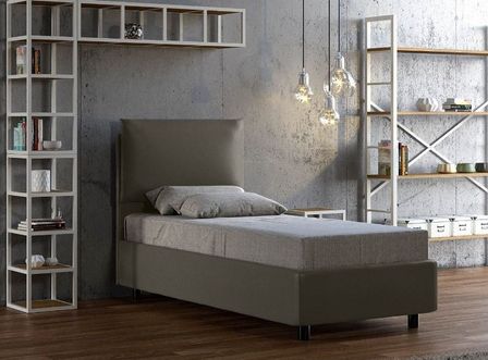 Lit simple sur mesure sans sommier similicuir gris Andy 80x190 cm