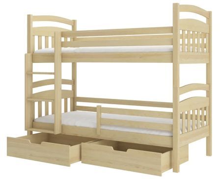 Lit superposé 2 places MADRA– 2 tiroirs de rangement et 2 sommiers