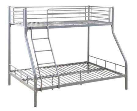 Lit superposé 3 places 2+1 métal sommier inclus 90 et 140x190cm Vito