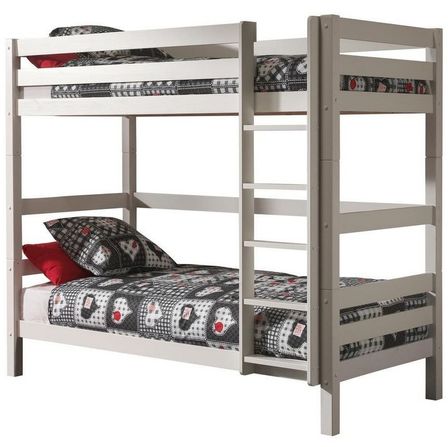 Lit superposé 90x200 cm pin massif blanc Pino H 180 cm