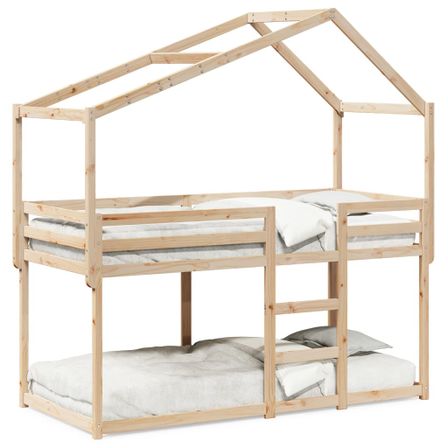 Lit superposé avec toit 90x190 cm bois massif de pin