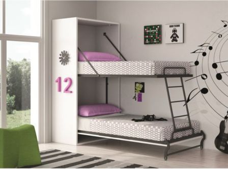 Lit superposé escamotable 2 couchages 80x190 Verkali