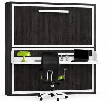 Lit superposé escamotable avec bureau MELINA – 2 couchages et bureau intégré