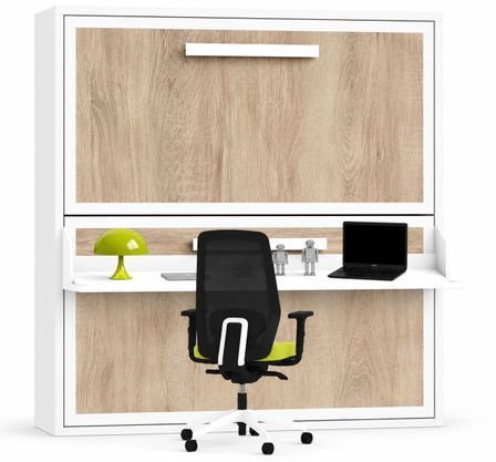 Lit superposé escamotable avec bureau MELINA – 2 couchages et bureau intégré