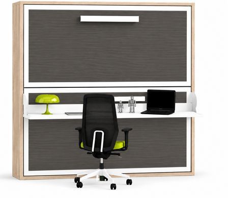 Lit superposé escamotable avec bureau MELINA – 2 couchages et bureau intégré