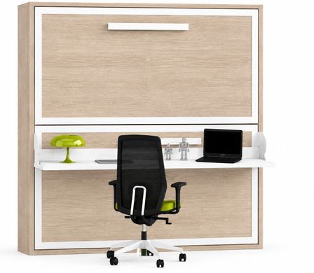 Lit superposé escamotable avec bureau MELINA – 2 couchages et bureau intégré