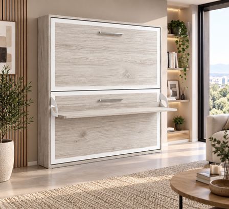 Lit superposé escamotable avec bureau MELINA – Conception renforcée